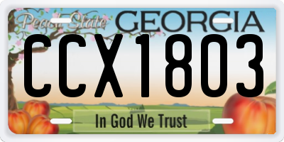GA license plate CCX1803