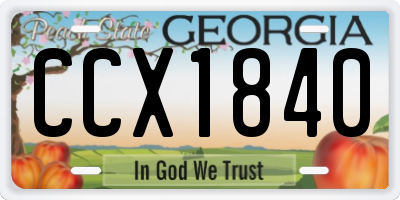 GA license plate CCX1840