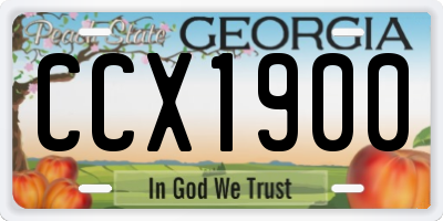GA license plate CCX1900