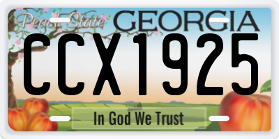 GA license plate CCX1925