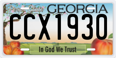 GA license plate CCX1930