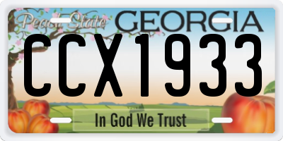 GA license plate CCX1933