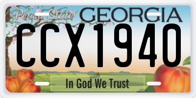 GA license plate CCX1940