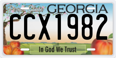 GA license plate CCX1982