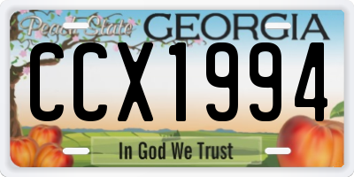 GA license plate CCX1994