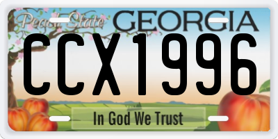GA license plate CCX1996