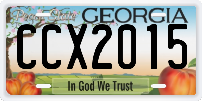GA license plate CCX2015
