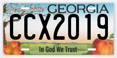 GA license plate CCX2019
