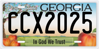 GA license plate CCX2025