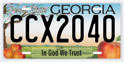 GA license plate CCX2040