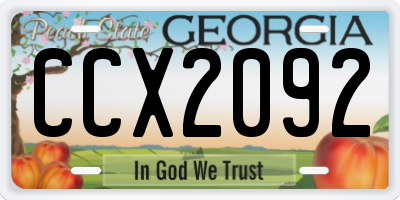 GA license plate CCX2092