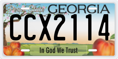GA license plate CCX2114