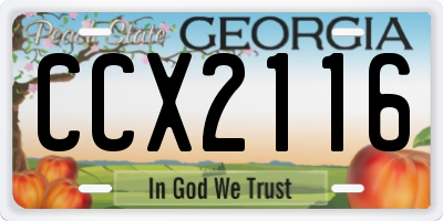GA license plate CCX2116
