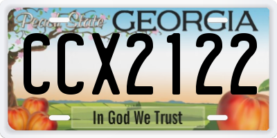 GA license plate CCX2122