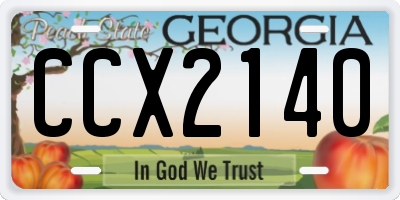 GA license plate CCX2140