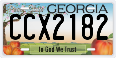 GA license plate CCX2182