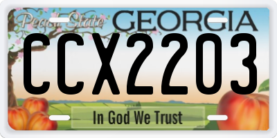 GA license plate CCX2203