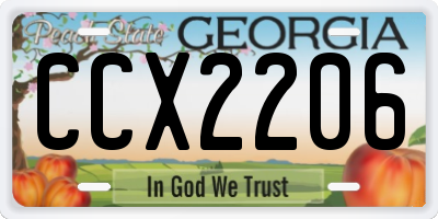 GA license plate CCX2206