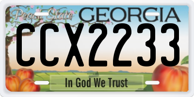 GA license plate CCX2233