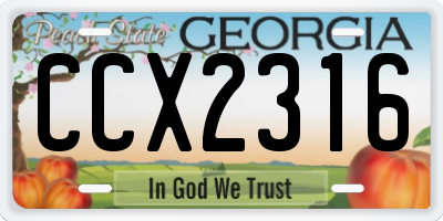 GA license plate CCX2316