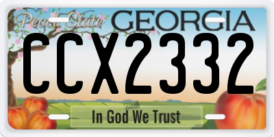 GA license plate CCX2332