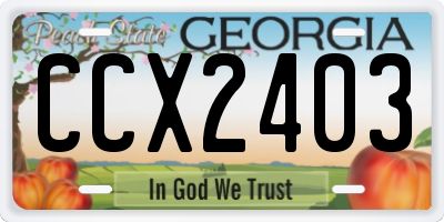 GA license plate CCX2403