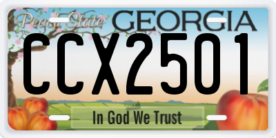 GA license plate CCX2501