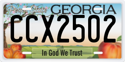 GA license plate CCX2502