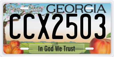 GA license plate CCX2503