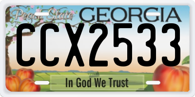 GA license plate CCX2533