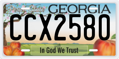 GA license plate CCX2580
