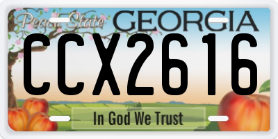 GA license plate CCX2616
