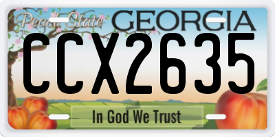 GA license plate CCX2635