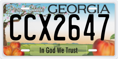 GA license plate CCX2647