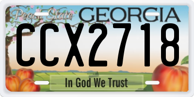 GA license plate CCX2718