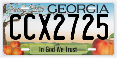 GA license plate CCX2725
