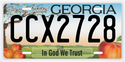 GA license plate CCX2728