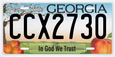 GA license plate CCX2730