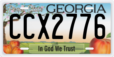 GA license plate CCX2776