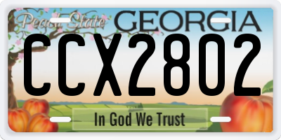 GA license plate CCX2802