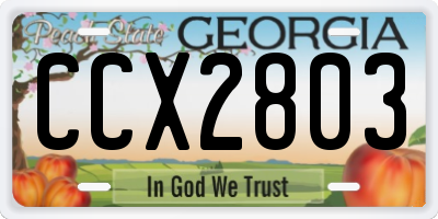 GA license plate CCX2803