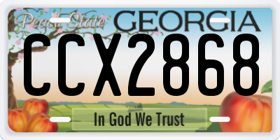 GA license plate CCX2868