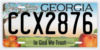 GA license plate CCX2876