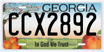 GA license plate CCX2892