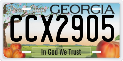 GA license plate CCX2905