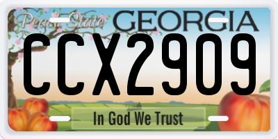 GA license plate CCX2909