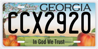 GA license plate CCX2920