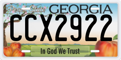 GA license plate CCX2922