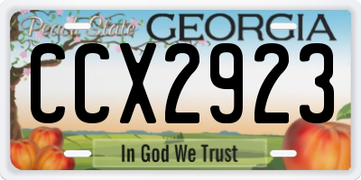 GA license plate CCX2923