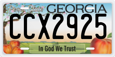 GA license plate CCX2925